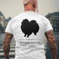 ポメラニアンブラックシルエット 長袖tシャツ メンズTシャツ バックプリント 高齢者への贈り物