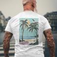 ヤシの木 ヤシの木 ビーチ 海 太陽 休暇 休暇 夏 メンズTシャツ バックプリント 高齢者への贈り物
