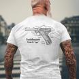 ルガーピストル Ww2 ドイツ軍 P08 断面図 メンズTシャツ バックプリント 高齢者への贈り物