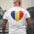 ルーマニアハートルーマニア国旗 メンズTシャツ バックプリント 高齢者への贈り物