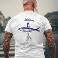 レトロな魚モチーフのガールイラスト シンプルな海風アートデザイン メンズTシャツ バックプリント 高齢者への贈り物