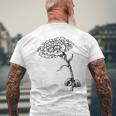 ヴィンテージ カーネーション ボタニカル ライン アート イラスト 黒インク メンズTシャツ バックプリント 高齢者への贈り物