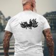 九尾の狐 キツネ 妖怪 和風 水墨画 シルエット メンズTシャツ バックプリント 高齢者への贈り物