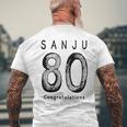 傘寿 80歳anju 80 Birthday お祝い シンプル 人気 メンズTシャツ バックプリント 高齢者への贈り物