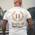 勤務11年 おもしろ11周年記念 ジュビリー メンズTシャツ バックプリント 高齢者への贈り物