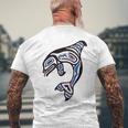 太平洋北西部シャチクジラ ネイティブアメリカン インディアンアート メンズTシャツ バックプリント 高齢者への贈り物