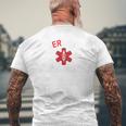 救急科 救急室 看護師 Er 看護師 背中 メンズTシャツ バックプリント 高齢者への贈り物
