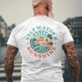 海水と日光 レトロ ビーチ 波 夕日 ヤシの木 メンズTシャツ バックプリント 高齢者への贈り物