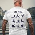 猫のヨガのポーズ メンズTシャツ バックプリント 高齢者への贈り物