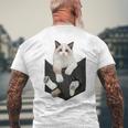 猫好き ラグドール 猫 ポケット入り メンズTシャツ バックプリント 高齢者への贈り物