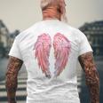 背面にグラフィックデザインの天使の羽。 メンズTシャツ バックプリント 高齢者への贈り物