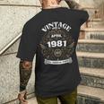 1981年4月生まれ オリジナルパーツ ヴィンテージ 4月 誕生日 メンズTシャツ バックプリント 彼への贈り物