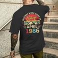 1986年4月 レトロサンセットクラシック 40歳40歳の誕生日 メンズTシャツ バックプリント 彼への贈り物