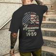 1989 愛国的なイーグル、37歳の誕生日、アメリカ国旗 愛国的 メンズTシャツ バックプリント 彼への贈り物