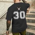 30 番 野球スタイル ヴィンテージホワイト メンズTシャツ バックプリント 彼への贈り物