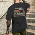 44マグナム ビッグボアハンティングリボルバー、ベアアウトドアトレイルtシャツ メンズTシャツ バックプリント 彼への贈り物