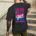 Caution Iwing Both Ways バイセクシャル プライド ジョーク メンズTシャツ バックプリント 彼への贈り物