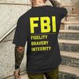 Fbi Motto 「Fidelity Bravery Integrity」 法執行機関 メンズTシャツ バックプリント 彼への贈り物