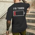I'm Tired Low Battery 空の電話シンボル メンズTシャツ バックプリント 彼への贈り物