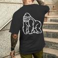 Gorilla ミニマリスト バッジ パッチライン アート 動物 メンズTシャツ バックプリント 彼への贈り物