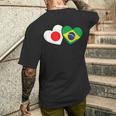 Japanese Flag Brazilian Flag Heart 日系ブラジルブラジル国旗日本国旗 メンズTシャツ バックプリント 彼への贈り物