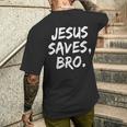 Jesusaves Bro クリスチャン 信者 信仰 神 宗教 メンズTシャツ バックプリント 彼への贈り物