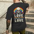 Lgbtプライド、レインボー、ハードギター音楽 メンズTシャツ バックプリント 彼への贈り物