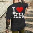 I Love Hr レッドハート 人事 メンズTシャツ バックプリント 彼への贈り物