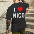 I Love Nico ハート アンティーク調 メンズTシャツ バックプリント 彼への贈り物