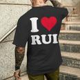 Red Heart I Love Rui メンズTシャツ バックプリント 彼への贈り物
