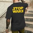 Stop Wars 反戦メッセージ 地球と宇宙の平和 メンズTシャツ バックプリント 彼への贈り物