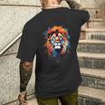 Strong Regal Lion Magestic Lion クールカラフルライオンステンシル メンズTシャツ バックプリント 彼への贈り物