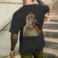 Thinking Monkey Meme メンズTシャツ バックプリント 彼への贈り物