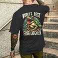 Worlds Best カエルキャッチキャッチャー ハンティングコレクター メンズTシャツ バックプリント 彼への贈り物