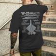 Yf-23ステルス戦闘機ミリタリージェットスペックインフォグラフィック メンズTシャツ バックプリント 彼への贈り物