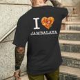 “I Love Jambalaya” のジャンバラヤ好き向けデザイン メンズTシャツ バックプリント 彼への贈り物