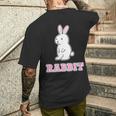 うさぎ Rabbit『ハロー』兎【どうぶつフレンズ】グッズ ゆるくて かわいい イラスト メンズTシャツ バックプリント 彼への贈り物