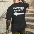 おかしい俺はバカと矢印が左向いてる メンズTシャツ バックプリント 彼への贈り物
