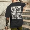 おもしろい 吸血鬼 シャム猫 コウモリのコスチューム 猫 ハロウィン メンズTシャツ バックプリント 彼への贈り物