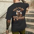 おもしろいムース・アニマルトーク・トゥ・ミー・ムース メンズTシャツ バックプリント 彼への贈り物
