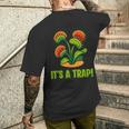 おもしろハエトリグサ It's A Trap 食虫植物 ボタニカル メンズTシャツ バックプリント 彼への贈り物