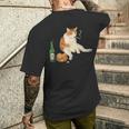 おもしろ猫 喫煙 ジョイント ビール タバコ キティ Gen Z ミーム メンズTシャツ バックプリント 彼への贈り物