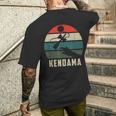 けん玉トス レトロサンセット けん玉 スピリット・オブ・ケンダマ メンズTシャツ バックプリント 彼への贈り物
