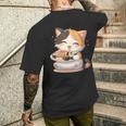 わがまま猫 寿司ねこ ラーメン好き かわいい おもしろ マンガ 長袖tシャツ メンズTシャツ バックプリント 彼への贈り物
