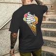 アイスクリームコーン×スプリンクルワッフルコーン メンズTシャツ バックプリント 彼への贈り物