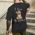 アイ・ラブ・マイ・ヨーキー・ヨーキー・ヨーキー・ドッグ・ファンへのギフト メンズTシャツ バックプリント 彼への贈り物