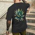 アガベ植物コレクターアガベメキシカン民俗画 メンズTシャツ バックプリント 彼への贈り物