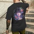 アニメ 漫画 美少女 メンズTシャツ バックプリント 彼への贈り物