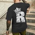 アルファベットtシャツ イニシャル文字 R & キング クイーン クラウン メンズTシャツ バックプリント 彼への贈り物