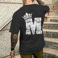 アルファベットtシャツ イニシャル文字mとキングクイーンクラウンtシャツ メンズTシャツ バックプリント 彼への贈り物